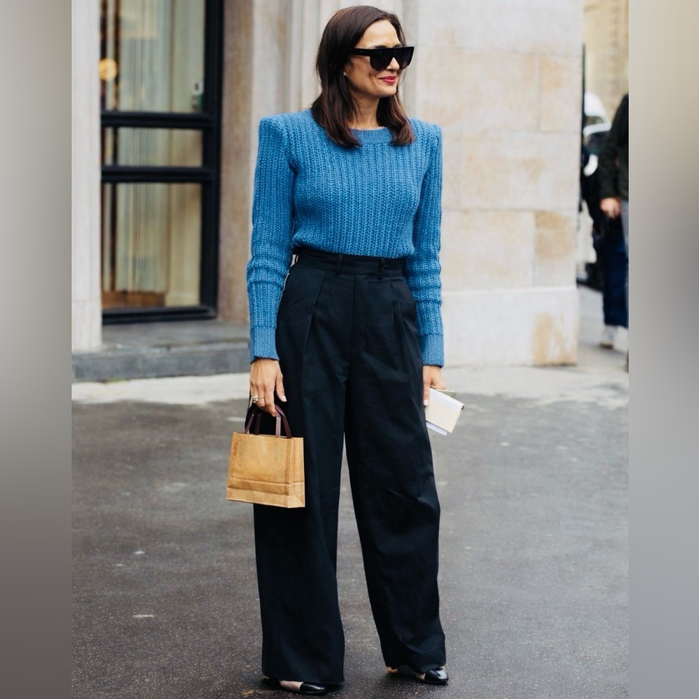 MARC JACOBS Blue Wool Cashmere Shoulder Pad Sweater | Made in Italy